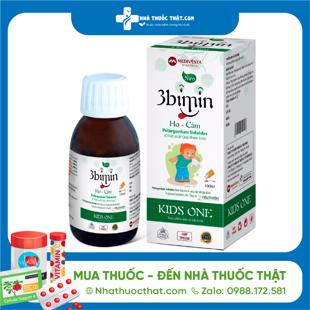 3Bimin Ho cảm Hộp Lọ 100ml - Giảm Thiểu Các Triệu Chứng Ho, Rát Họng, Bổ Phổi