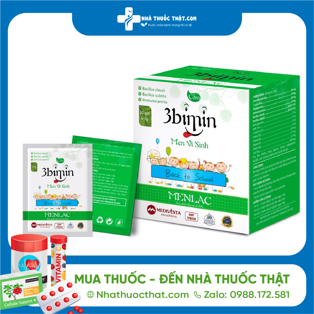 3Bimin Men Vi Sinh Hộp 20 Gói - Bổ Sung Vi Chất Và Các Acid Amin