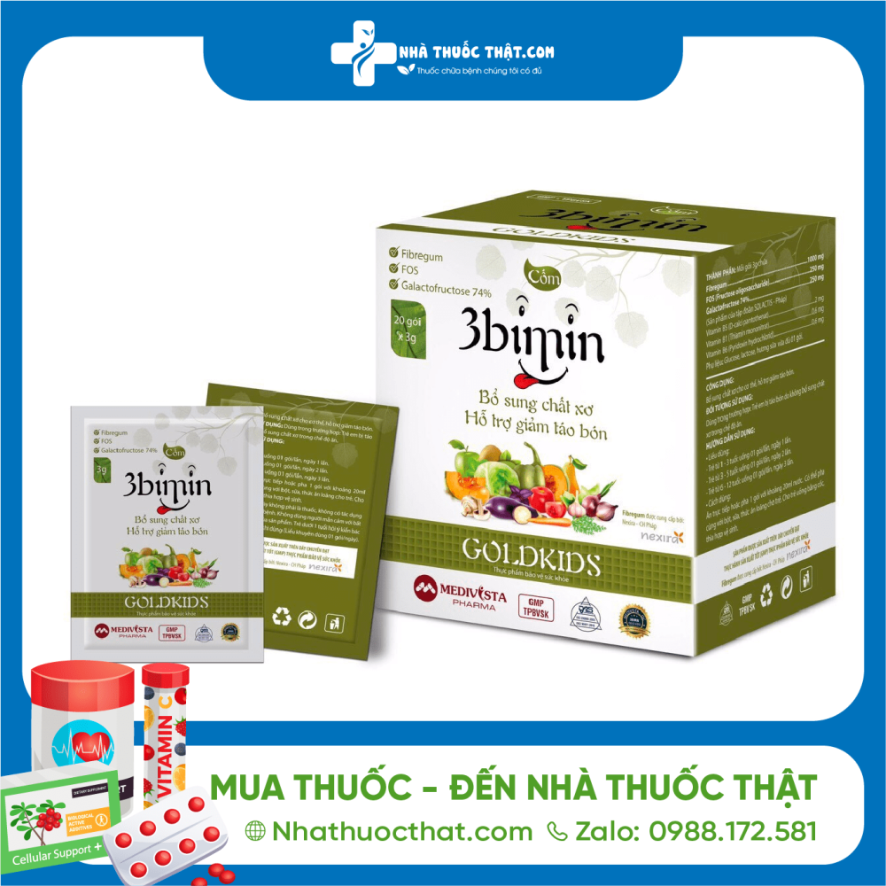 3bimin Cốm Hộp 20 Gói - Bổ Sung Chất Xơ, Giảm Táo Bón