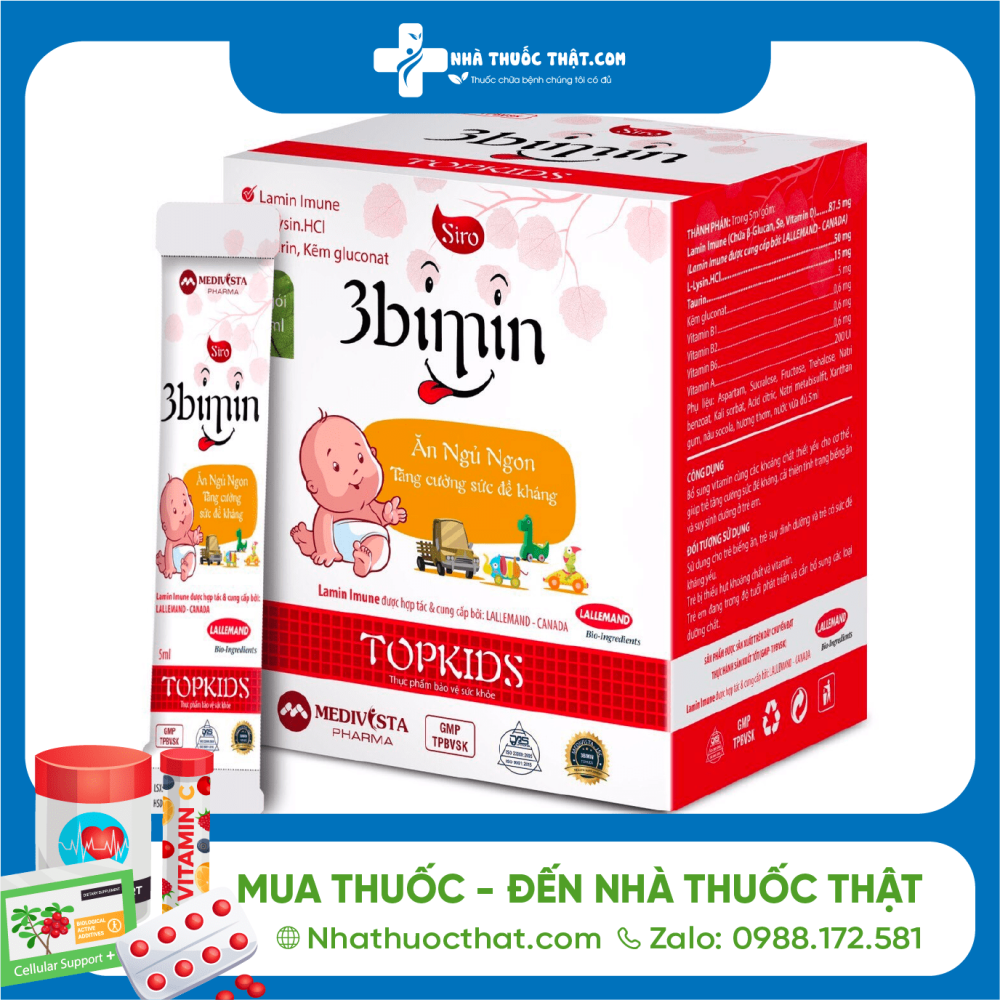 3bimin Topkids Hộp 20 Gói - Bổ Vitamin Khoáng Chất Cho Cơ Thể