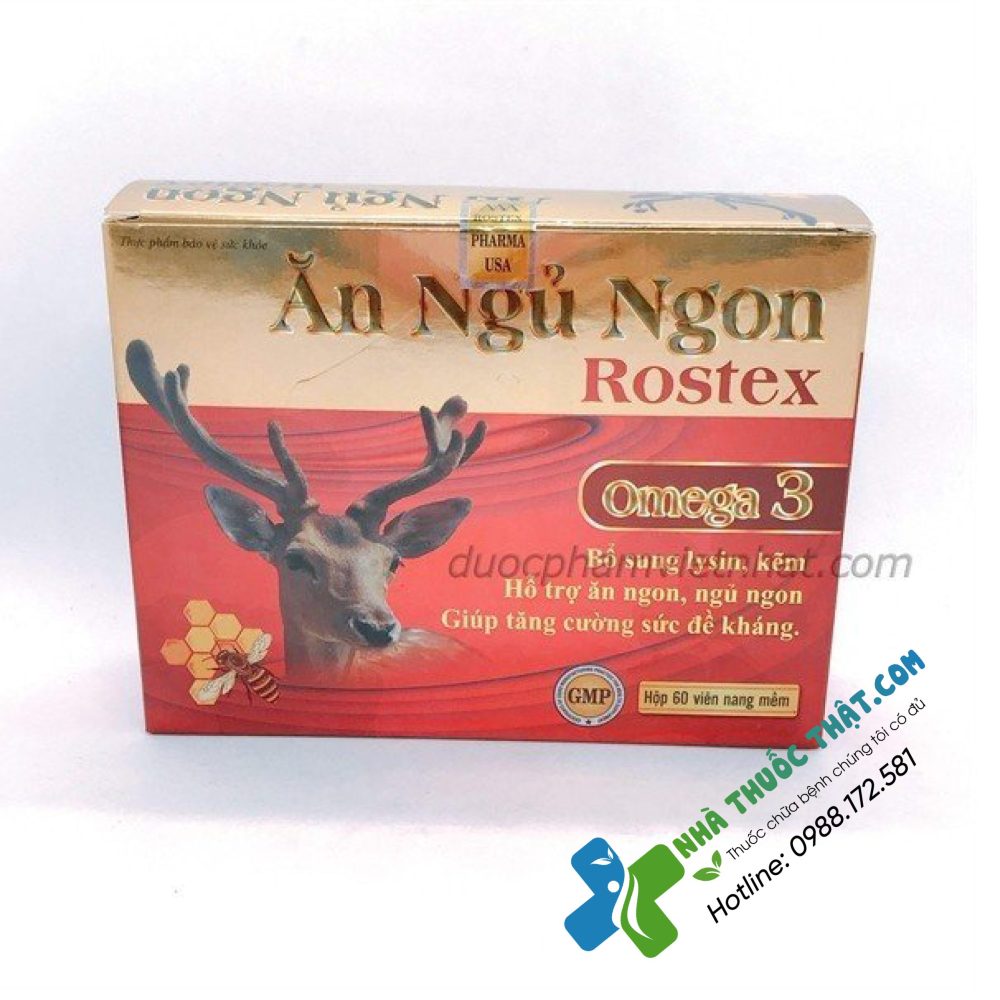 Ăn Ngủ Ngon Rostex Hộp 60 Viên -  Bổ Sung Lysin Kẽm, Giúp Ăn Ngon