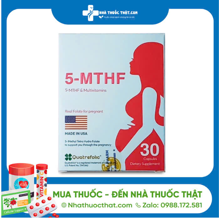 Viên uống 5-MTHF - Hộp 30 Viên -  Hỗ Trợ Cho Phụ Nữ Bị Rối Loạn Chuyển Hóa Acid Folic