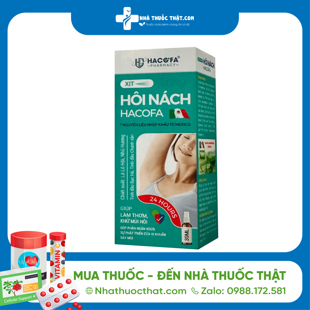 Xịt Hôi Nách HACOFA Chai 30ml – Khử Mùi Hôi, Khô Thoáng Nách